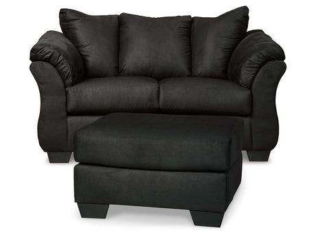 Darcy Black Loveseat and Ottoman - Ornate Home