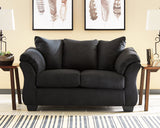 Darcy Black Loveseat and Ottoman - Ornate Home