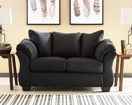 Darcy Black Loveseat and Ottoman - Ornate Home