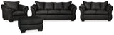 Darcy Black Sofa, Loveseat, Chair and Ottoman - Ornate Home