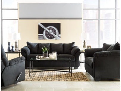 Darcy Black Sofa, Loveseat and Recliner - Ornate Home