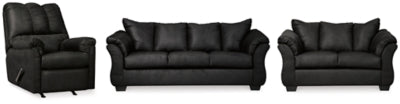 Darcy Black Sofa, Loveseat and Recliner - Ornate Home