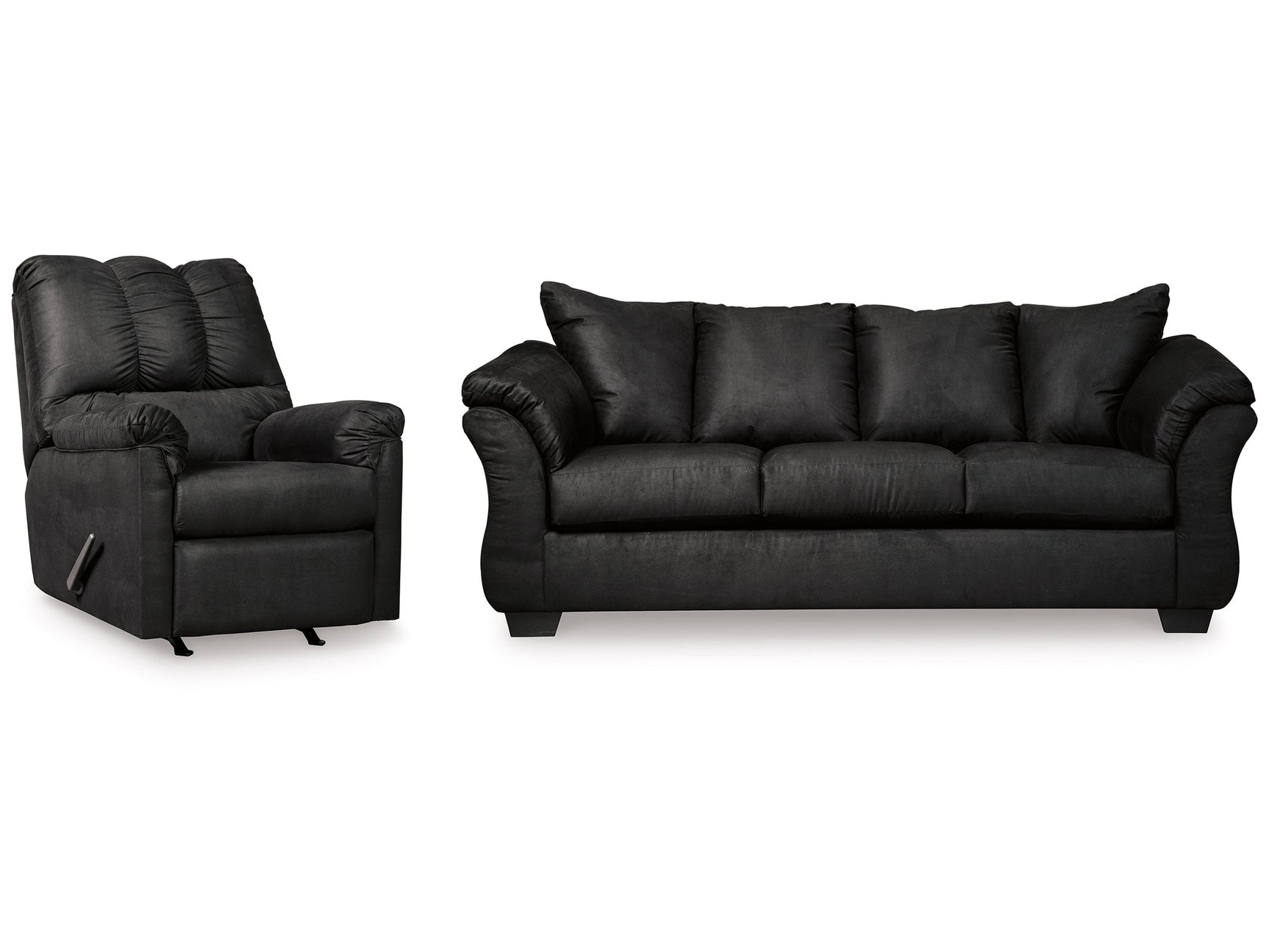 Darcy Black Sofa and Recliner - Ornate Home
