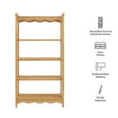 Darcy Oak 4-Tier Open Bookcase - Ornate Home