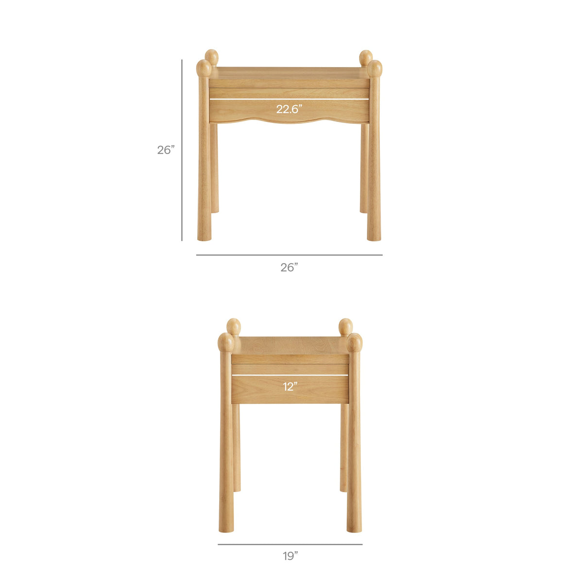 Darcy Oak Wood Nightstand or Side Table - Ornate Home