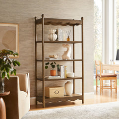 Darcy Walnut 4-Tier Open Bookcase - Ornate Home