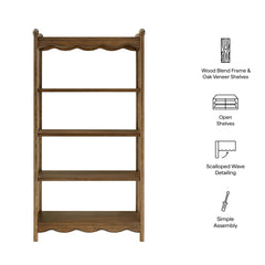 Darcy Walnut 4-Tier Open Bookcase - Ornate Home