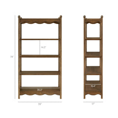 Darcy Walnut 4-Tier Open Bookcase - Ornate Home