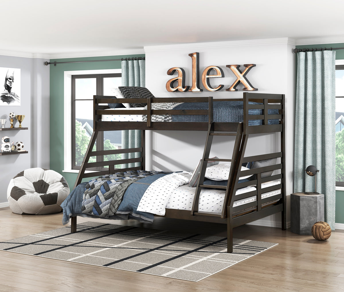 Darden Gray Twin/Full Bunk Bed - Ornate Home