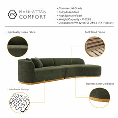 Daria Olive Green Chenille Sofa - Ornate Home