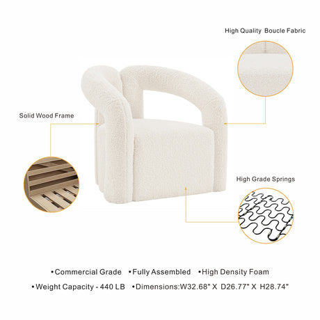 Darian Accent Chair in Cream - Ornate Home