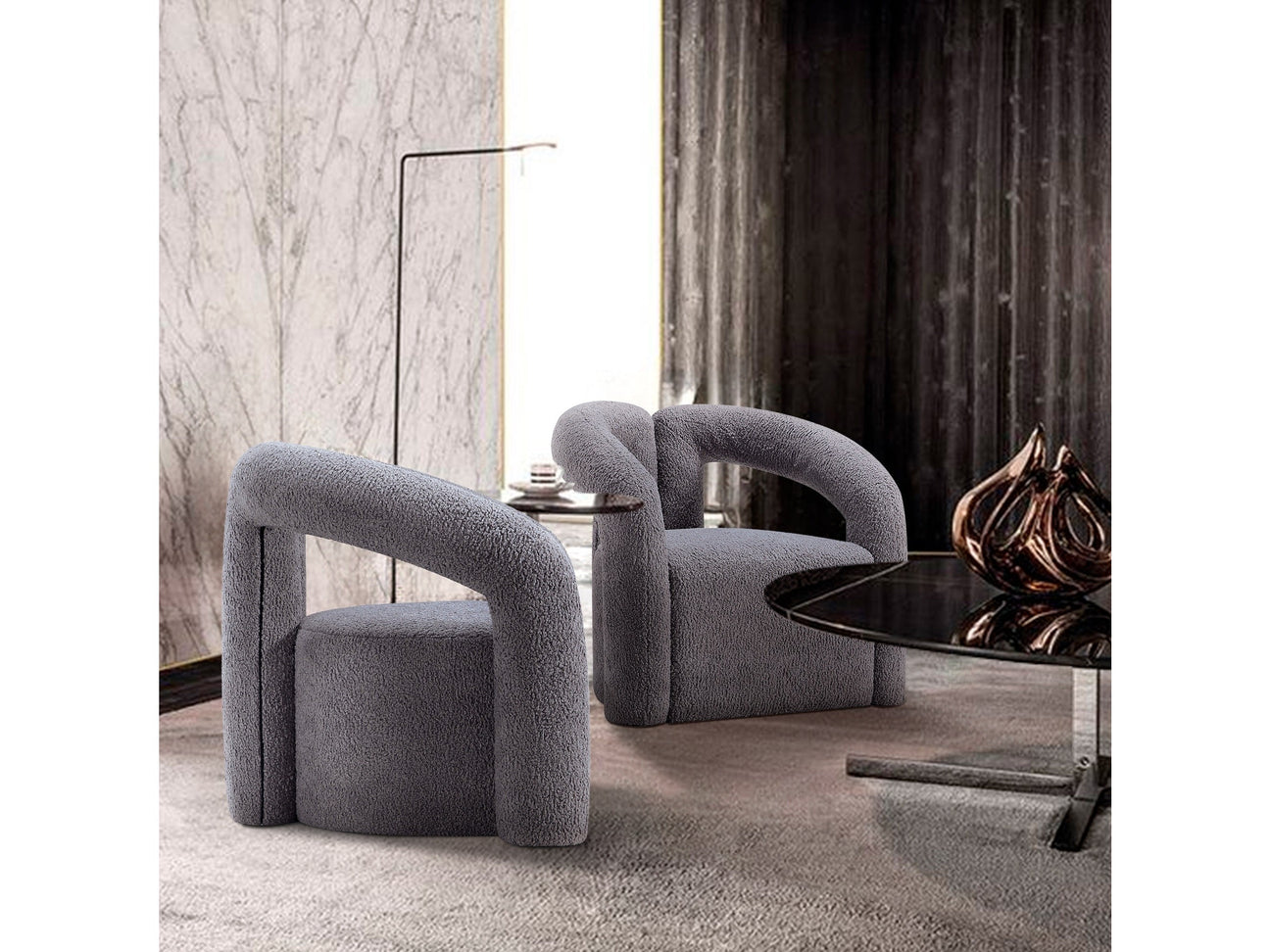 Darian Accent Chair in Grey (set of 2) - Ornate Home