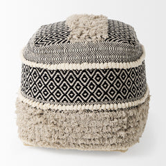 Darika Black/White/Gray Cotton Pouf - Ornate Home