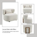 Darius Beige Boucle Accent Chair w/Pillow - Ornate Home