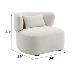 Darius Beige Boucle Accent Chair w/Pillow - Ornate Home