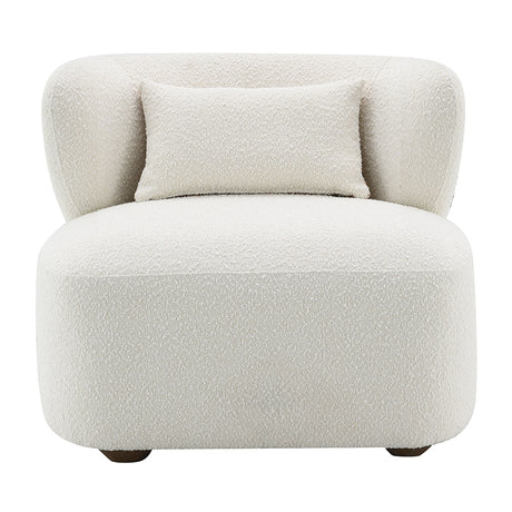 Darius Beige Boucle Accent Chair w/Pillow - Ornate Home