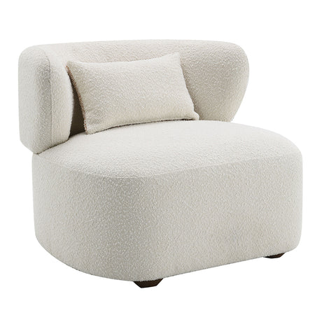 Darius Beige Boucle Accent Chair w/Pillow - Ornate Home