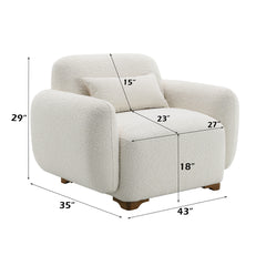 Darius Beige Boucle Chair w/Pillow - Ornate Home