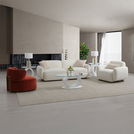 Darius Beige Boucle Chair w/Pillow - Ornate Home