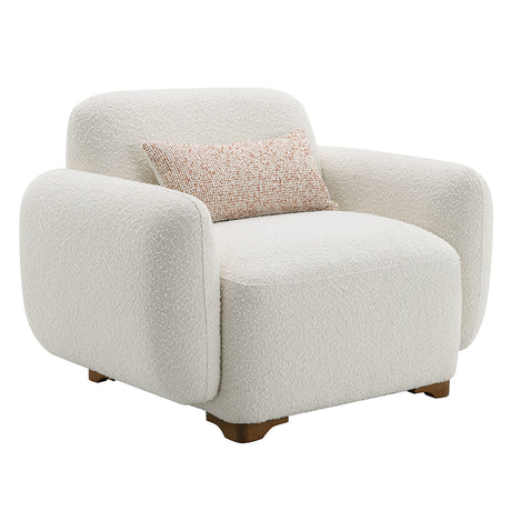 Darius Beige Boucle Chair w/Pillow - Ornate Home