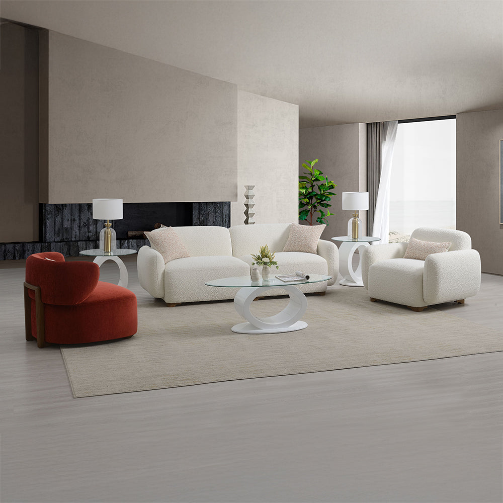 Darius Beige Boucle Sofa w/2 Pillows - Ornate Home