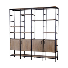 Darius Medium Brown Wood and Metal Multi-Shelf Shelving Unit - Ornate Home