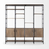 Darius Medium Brown Wood and Metal Multi-Shelf Shelving Unit - Ornate Home