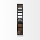 Darius Medium Brown Wood and Metal Multi-Shelf Shelving Unit - Ornate Home
