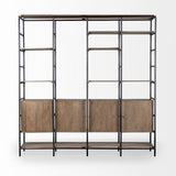 Darius Medium Brown Wood and Metal Multi-Shelf Shelving Unit - Ornate Home