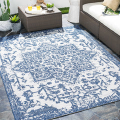 Dark Blue Kilmacolm Indoor & Outdoor Area Rug - Clearance - Ornate Home