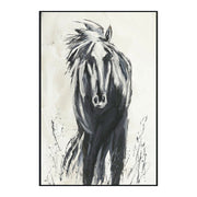 Dark Horse Black/White Painting 48x72 by Buddy Whitlock - Ornate Home