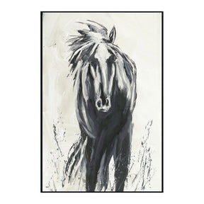 Dark Horse Black/White Painting 48x72 by Buddy Whitlock - Ornate Home