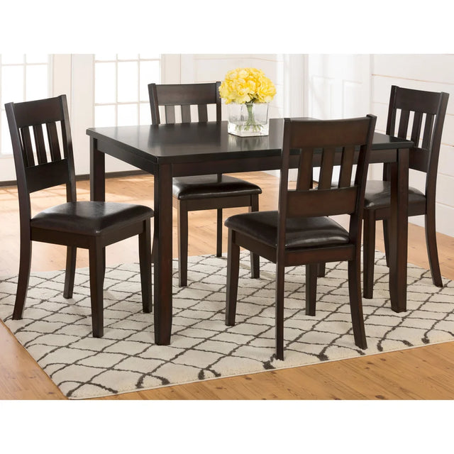 Dark Rustic Prairie Dark Brown Dining Table w/(4) Chairs - Ornate Home