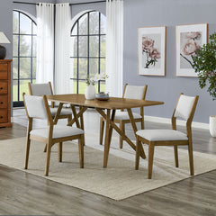 Darla Walnut Oak 70" 5-Piece Rectangular Dining Set with Fabric Chairs - Ornate Home