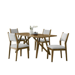 Darla Walnut Oak 70" 5-Piece Rectangular Dining Set with Fabric Chairs - Ornate Home