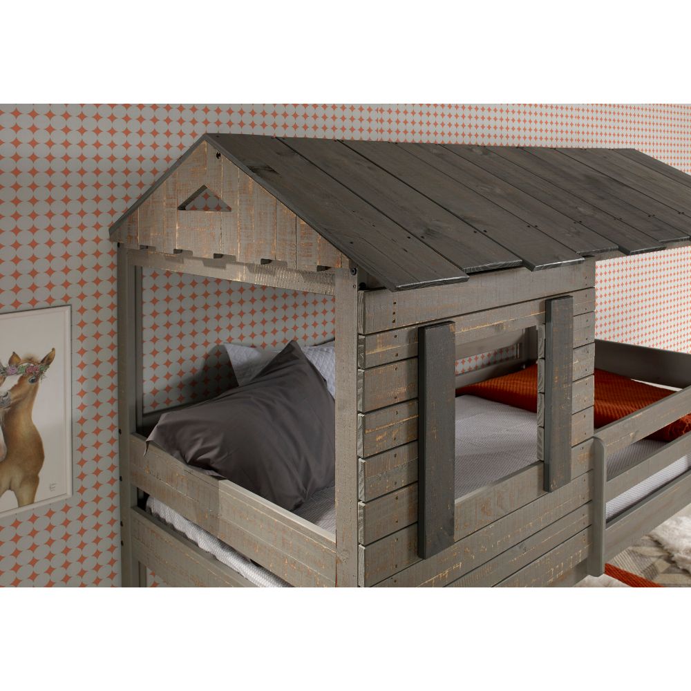 Darlene Rustic Gray Twin/Twin Bunk Bed - Ornate Home