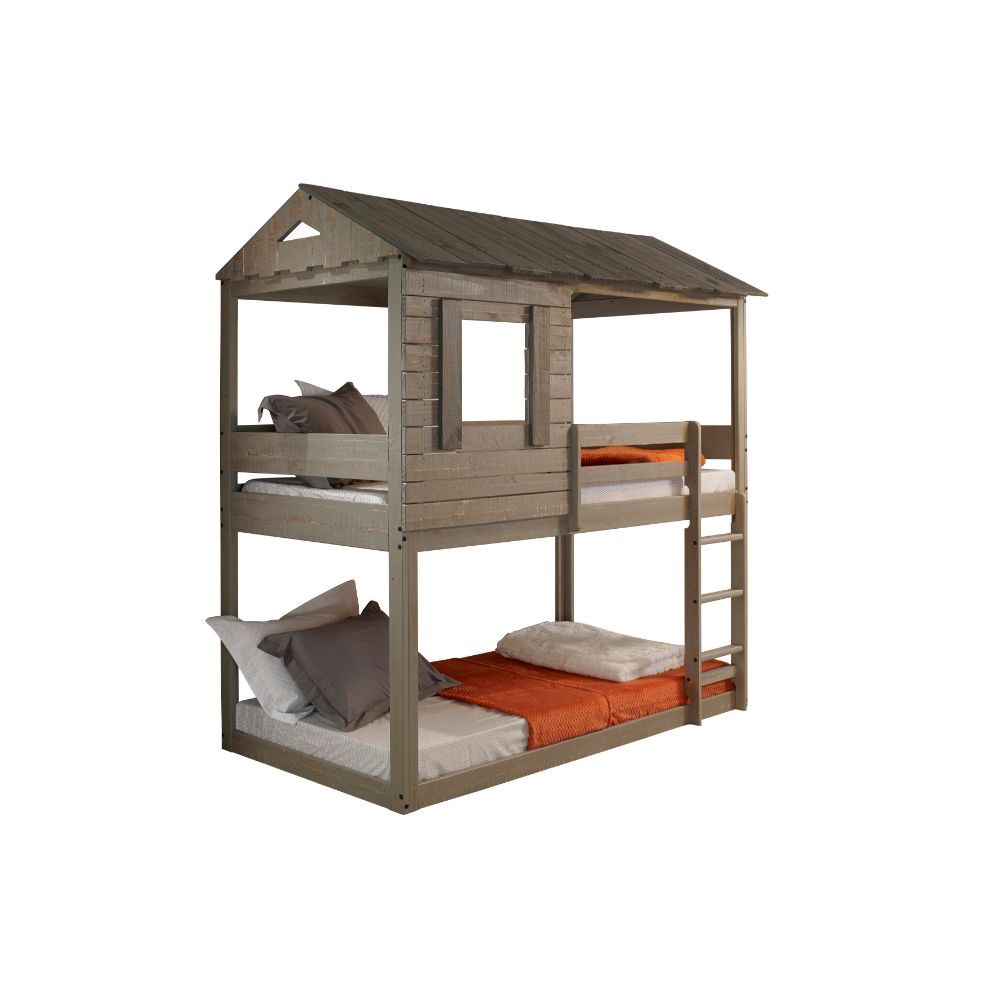 Darlene Rustic Gray Twin/Twin Bunk Bed - Ornate Home