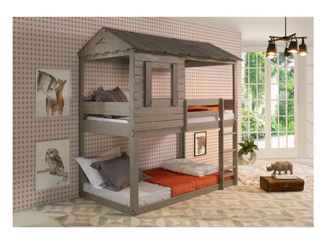 Darlene Rustic Gray Twin/Twin Bunk Bed - Ornate Home
