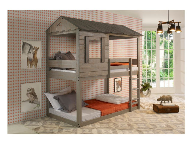 Darlene Rustic Gray Twin/Twin Bunk Bed - Ornate Home