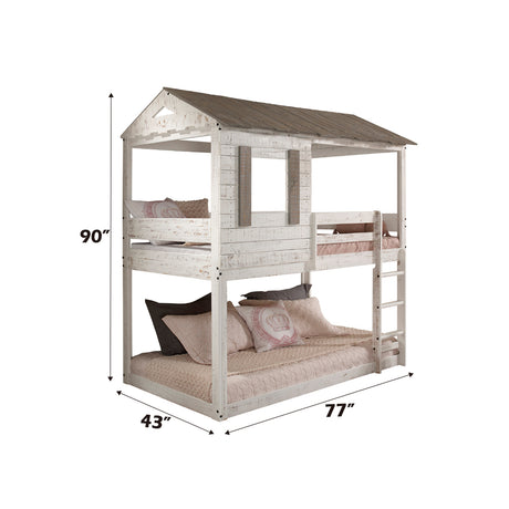 Darlene Rustic White Twin/Twin Bunk Bed - Ornate Home