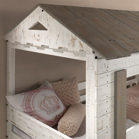 Darlene Rustic White Twin/Twin Bunk Bed - Ornate Home