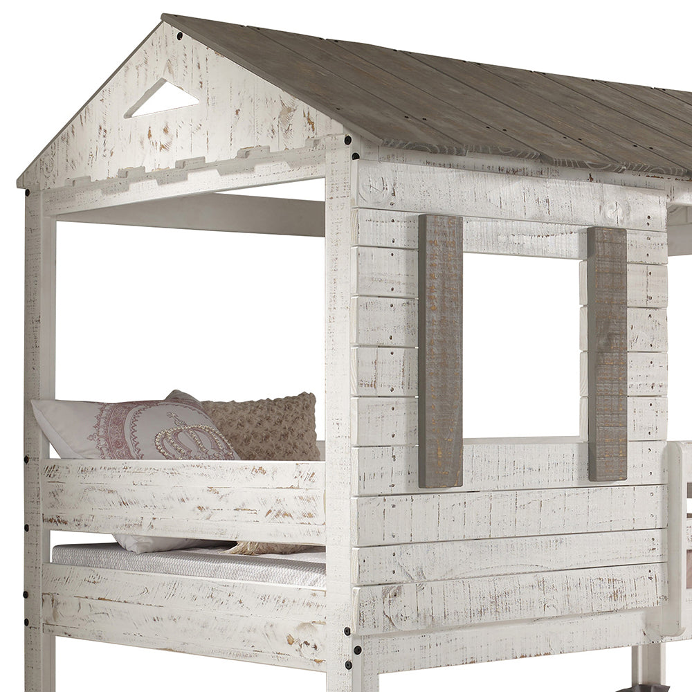Darlene Rustic White Twin/Twin Bunk Bed - Ornate Home