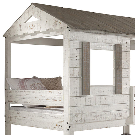 Darlene Rustic White Twin/Twin Bunk Bed - Ornate Home