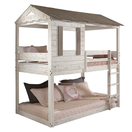 Darlene Rustic White Twin/Twin Bunk Bed - Ornate Home