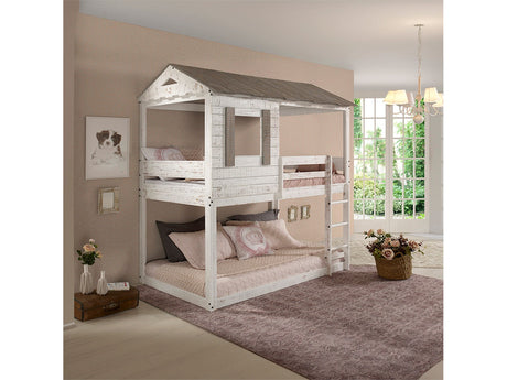 Darlene Rustic White Twin/Twin Bunk Bed - Ornate Home