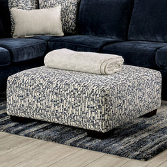 Darlington Ivory/Navy Ottoman - Ornate Home