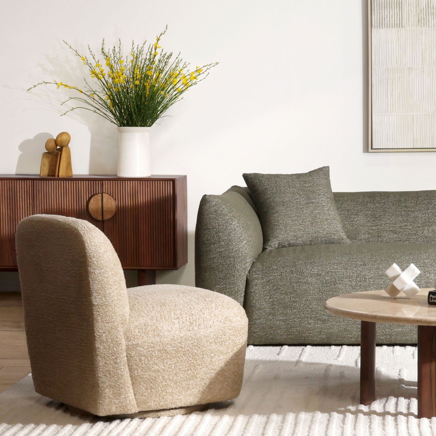 Darrel Sand Swivel Chair - Ornate Home