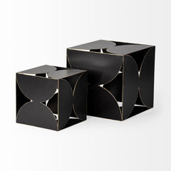 Darren Black Large Metal Decorative Cube - Ornate Home