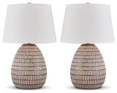 Darrich Beige/White 2-Piece Lamp Set - Ornate Home