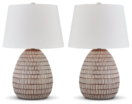 Darrich Beige/White 2-Piece Lamp Set - Ornate Home